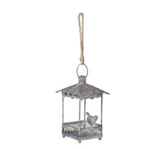 VINTAGE METAL HANGING BIRD FEEDER DESIGN