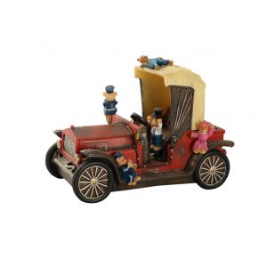 MUSICAL VINTAGE CAR WITH TEDDY BEARS ART DESIGN