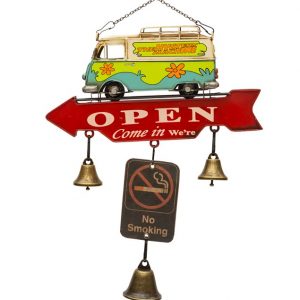 VINTAGE METAL OPEN SIGN WITH BELLS
