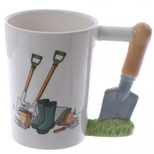 GARDEN TROWEL CERAMIC SHAPED DESIGN HANDLE MUG