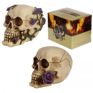 SKULLS AND ROSES/ SKULL DESIGN WITH PURPLE ROSES ROUND THE HEAD 1 MOD