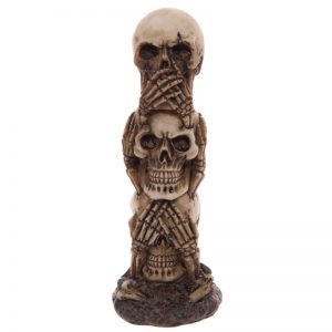 HEAR NO SPEAK NO SEE NO EVIL SKULL TOTEM COLECTION ITEM DESIGN