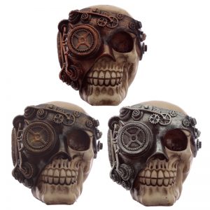 STEAMPUNK SKULL HEAD DESIGN COLLECTION ITEM 1 MOD SILVER EYE MACHANISM