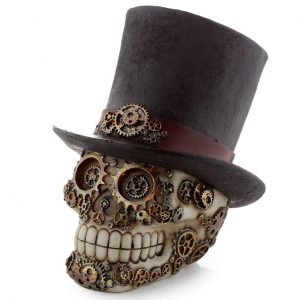 STEAMPUNK STYLE DESIGN SKULL WITH TOP HAT