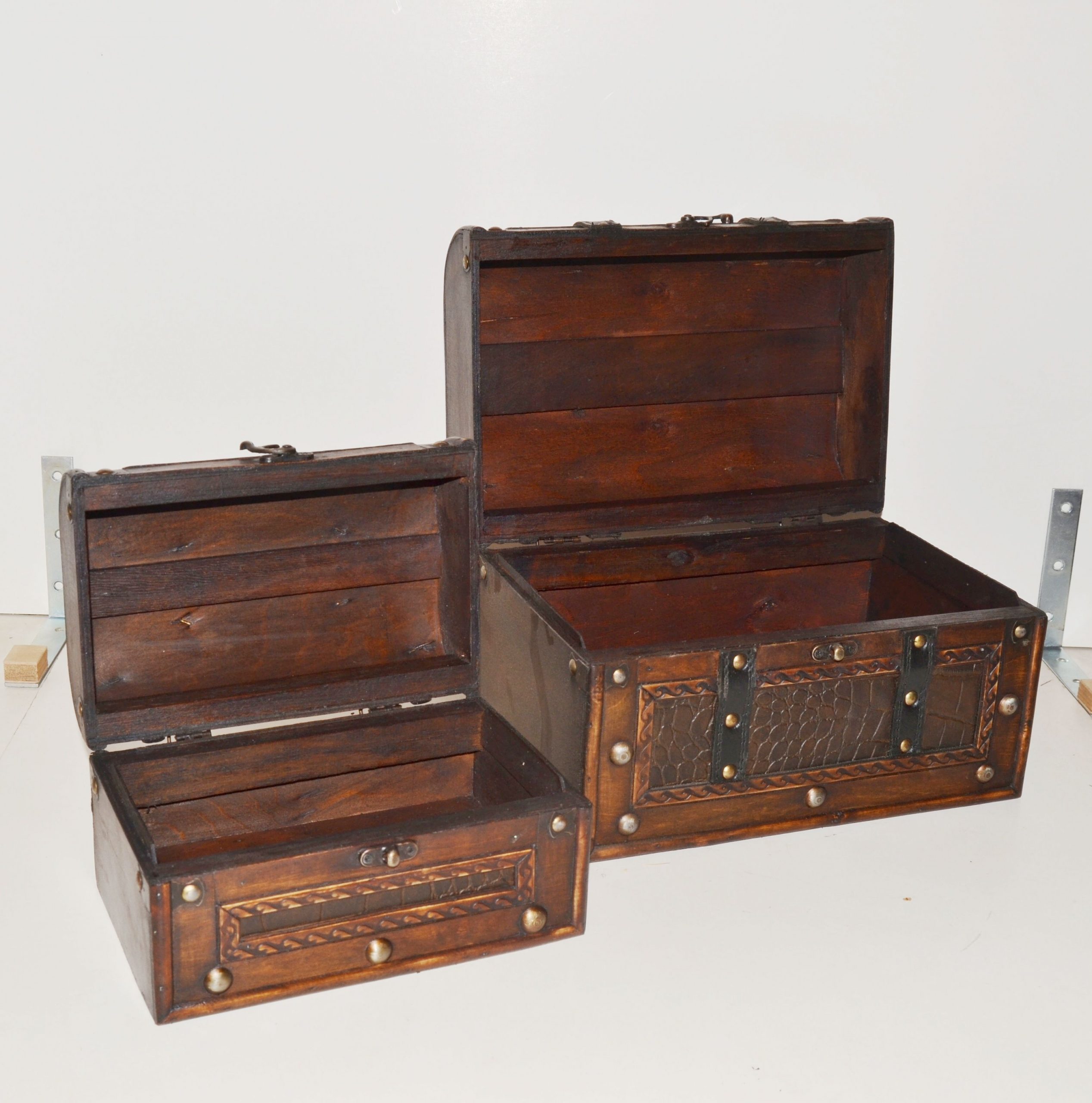 WOOD VINTAGE DESIGN SET OF 2 PIECES STORAGE BOXES - Image 2